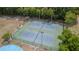 Aerial view of the fenced community tennis courts at 9327 Pontiac Dr, Tampa, FL 33626