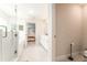Bright bathroom with vanity, toilet, shower and soaking tub at 14623 Horse Trot Rd, Lithia, FL 33547