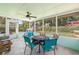 Screened porch with painted floor, ceiling fan and view to backyard at 15034 Newport Rd, Clearwater, FL 33764