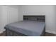 Bedroom featuring a gray bed with storage headboard and drawers, and closet at 18836 Maisons Dr, Lutz, FL 33558