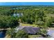 Aerial view of a house nestled among lush trees with a pond at 19194 Lake Audubon Dr, Tampa, FL 33647