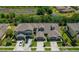 Aerial view of townhomes surrounded by lush greenery and scenic ponds at 20117 Indian Rosewood Dr, Tampa, FL 33647