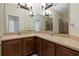Spacious bathroom boasts a double vanity with wood cabinets, framed mirror, and updated fixtures at 20117 Indian Rosewood Dr, Tampa, FL 33647
