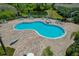 Aerial view of a kidney shaped community pool with lounge chairs at 20117 Indian Rosewood Dr, Tampa, FL 33647