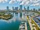 Aerial view of a marina filled with boats and surrounded by a city skyline at 2050 28Th N Ave, St Petersburg, FL 33713