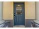 Stylish front door with security features set in an inviting and secure entryway at 246 Castlekeeper Pl, Valrico, FL 33594