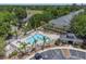 Aerial view of community pool area with palm trees and seating at 246 Castlekeeper Pl, Valrico, FL 33594