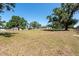 View of the home and large backyard featuring mature trees, green grass and blue skies at 4416 Tevalo Dr, Valrico, FL 33596