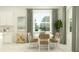 Light-filled dining area with an oval table, seating for six, a stylish bar cart, and modern décor at 4470 Southern Valley Loop, Brooksville, FL 34601
