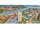 Aerial view showcasing a condo building with marina access and water views at 4900 Brittany S Dr # 211, St Petersburg, FL 33715