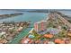 Stunning aerial view of a waterfront community featuring a high-rise condo with water views at 4900 Brittany S Dr # 211, St Petersburg, FL 33715