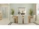 Stylish dining room featuring a wooden table with sleek chairs and minimalist décor at 4923 Southern Valley Loop, Brooksville, FL 34601