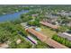 An aerial view of the condo community, showing its proximity to the lake and community pool at 4991 Puritan Cir # 522, Tampa, FL 33617