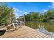 A private wooden dock with seating and boat access provides the perfect spot to enjoy waterfront views and relaxation at 7508 N Ola Ave, Tampa, FL 33604