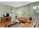 Cozy living room with leather furniture, vibrant floral arrangement, and stylish décor at 7508 N Ola Ave, Tampa, FL 33604