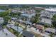Aerial view of a charming neighborhood with single-Gathering homes and lush greenery, close to commercial areas at 10562 Lake Dr, Seminole, FL 33772