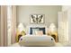 Tranquil bedroom featuring natural light, butterfly art, and neutral-toned furniture at 10824 Keato Beach Ct, Tampa, FL 33647