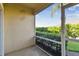 Screened patio with views of the green landscape at 1231 Godavari Way # 103, Wesley Chapel, FL 33543