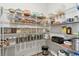 Organized pantry with shelves filled with various food items and storage containers at 19316 Eagle Creek Ln, Tampa, FL 33647
