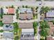 An aerial view of the townhomes shows their layout and integration within the surrounding neighborhood at 310 S Habana Ave # 5, Tampa, FL 33609