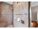 Tile shower with dual shower heads, soap dishes and corner bench at 3610 Montero Ct, Sun City Center, FL 33573