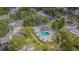 Aerial view of the community pool surrounded by lush trees and well-maintained walkways, creating a relaxing oasis at 4137 Northmeadow Cir, Tampa, FL 33618