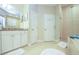 Tiled bathroom with a vanity, walk-in shower, and adjacent storage at 6303 Vista Verde E Dr, Gulfport, FL 33707