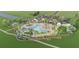 Aerial view showcases community amenities with pool, playground, and green spaces at 9766 Crescent Moon Dr, Riverview, FL 33578