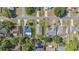 Aerial view of a residential neighborhood showcasing well-maintained homes and yards at 10463 Baylor Dr, Spring Hill, FL 34608