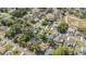 Aerial view of a peaceful neighborhood featuring homes with spacious yards and mature trees at 10463 Baylor Dr, Spring Hill, FL 34608