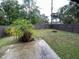 Spacious backyard surrounded by a privacy fence and a small patio at 1309 Malone Ave, Spring Hill, FL 34606