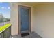 Blue front door of home with porch, and visible security camera at 1341 Marinella Dr, Palm Harbor, FL 34683