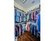 Walk-in closet with custom shelves and hanging racks to maximize storage at 2674 Tanglewood Trl, Palm Harbor, FL 34685