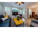 Cozy living room featuring neutral décor, large windows and ceramic tile floors at 2674 Tanglewood Trl, Palm Harbor, FL 34685