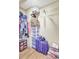 Organized walk-in closet with clothing racks, shelving, and storage containers on wood-look floor at 2811 S Pines Dr # 15, Largo, FL 33771