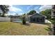 Lush backyard view features a screened-in pool for outdoor enjoyment at 28818 Midnight Star Loop, Wesley Chapel, FL 33543