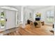 Bright office space with hardwood floors, plantation shutters and a unique natural wood desk at 3311 Home Ct, Tampa, FL 33611