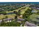 Expansive aerial view of community featuring golf course, lush landscaping, and ponds at 4240 Golf Club Ln, Tampa, FL 33618