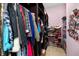 An organized walk-in closet with hanging clothes and shoe shelves, provides ample storage space at 706 S Davis Blvd, Tampa, FL 33606