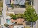 An aerial view of a home with a private pool and well-maintained landscaping surrounded by mature trees at 718 30Th N Ave, St Petersburg, FL 33704