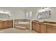 Luxurious bathroom featuring a soaking tub, separate vanities, and natural light at 729 Manns Harbor Drive, Apollo Beach, FL 33572
