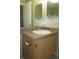 Bathroom vanity featuring a sink, tan countertop, and framed mirrors at 13289 Arbor Pointe Cir # 201, Tampa, FL 33617