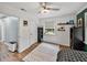 This bedroom features hard wood floors and two nicely sized windows for lots of light at 17515 Drake Ct, Lutz, FL 33559