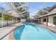 Inviting screened-in pool with a brick border, perfect for relaxation and outdoor fun at 17815 Cranbrook Dr, Lutz, FL 33549