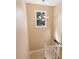 Carpeted staircase with white banister near small window with natural light at 2718 W Leila Ave, Tampa, FL 33611