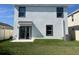 Exterior view of home featuring stucco and an ample yard at 32699 Dashel Palm Ln, Wesley Chapel, FL 33543