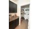 Pantry with ample shelving and storage space located off of the kitchen at 32699 Dashel Palm Ln, Wesley Chapel, FL 33543