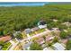 An aerial view of the property, nestled among lush greenery and trees with lake in background at 1144 Lanyard St, Palm Harbor, FL 34685