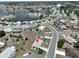 Overhead view of home in a tranquil neighborhood near the lake, indicated by a pin at 1809 Haverford Ave, Sun City Center, FL 33573