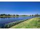 Beautiful waterfront view with vibrant green lawn, offering a peaceful and picturesque setting at 2246 Sifield Greens Way # 36, Sun City Center, FL 33573